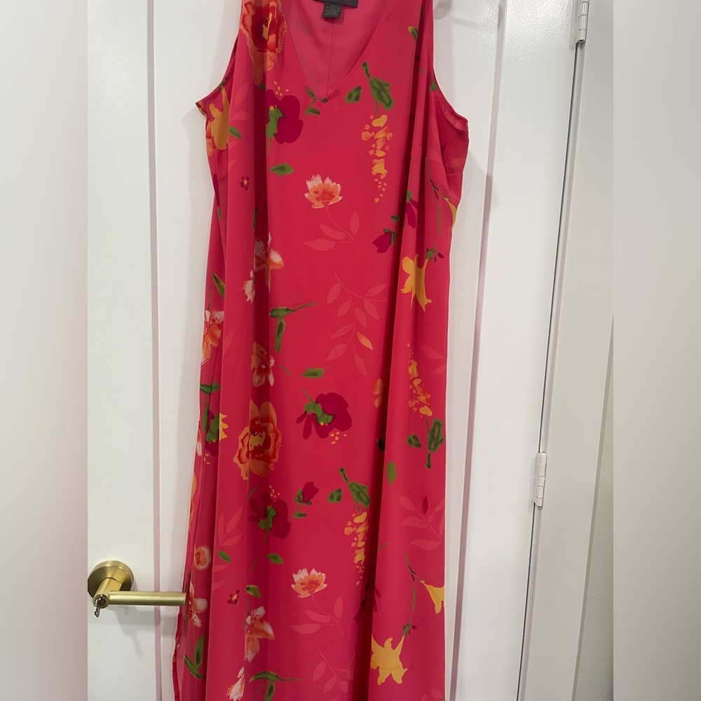 Lane Bryant Design & Co Dress 22/24 Floral Sheer With Liner